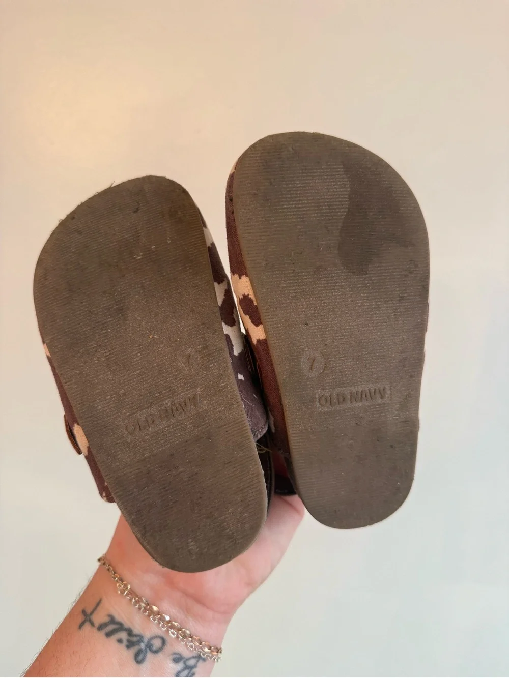 Old Navy Brown & White Cow-Print Kids Slip-On Moccasins
